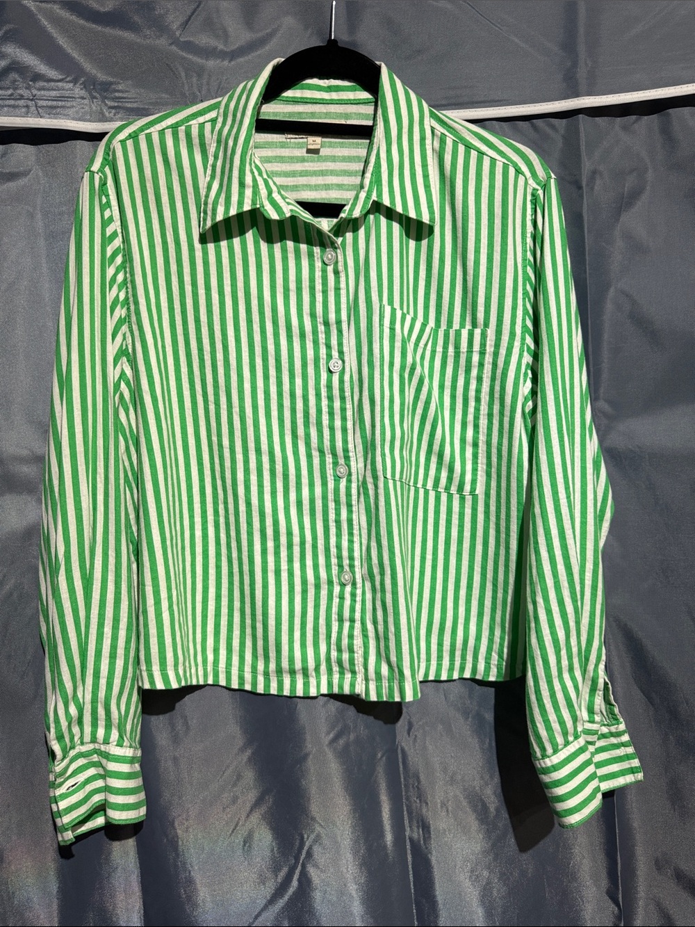 Malibu Green and White Striped Button-Down Shirt